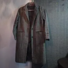 チェック柄 ロング丈 チェスターコート