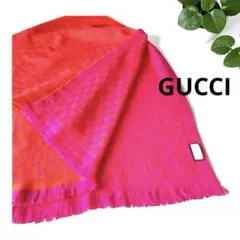 GG柄 ❤︎GUCCIグッチウールストール 大判マフラー ピンク×オレンジ