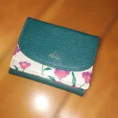 ELLE 花柄 三つ折り財布 緑色　花柄のサムネイル