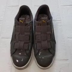 Pumaエナメル ベルクロスニーカー 24.5ダークグレー