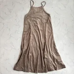 セポ　ベロアキャミワンピース　【M】　ベージュ系　ロング　フレア　ワンピース