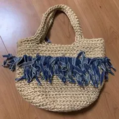 ハンドメイド　麻ひもトートバック