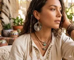 ボヘミアンスタイル シルバーピアス