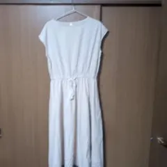 AMESUN 半袖 ロングワンピース アイボリー XL