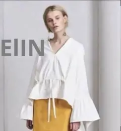 ELIN エリン　美品 フレアスリーブ　カットソー コットンリネン ブラウス　白のサムネイル