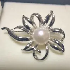 極美品】TASAKI ☆田崎真珠☆1粒 パール トップのみ☆花 ☆シルバー 