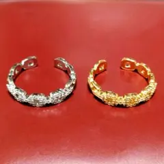 ジルコン装飾✨️　ゴールド＆シルバー リング 2点セット　即購入OK