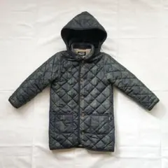 アローズ着脱可能フード付きシープボアブラックウォッチ中綿キルティングコート125