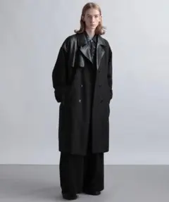 HARE ハレ フェイクレザー トレンチコート 黒ブラック 完売品 定価2.3万