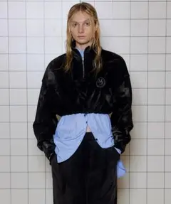 2606063 Half Zip Cropped Sweat Top ブラックのサムネイル