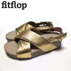 美品　fitflop フィットフロップ　サンダル　クロスベルト　ストラップ　金