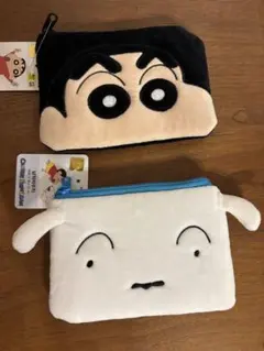 韓国ダイソー クレヨンしんちゃん　シロ　ポーチセット　韓国　ふわふわポーチ