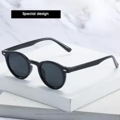 【在庫僅か】男女兼用　サングラス　UVカット　ブラック　ボストン　黒ぶち　韓国