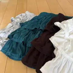 ◆新品未使用◆ティアードスカートキュロットタイプ　ダークエメラルドグリーン裏地付