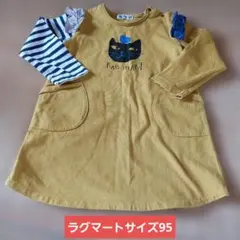 RAG MART 猫柄 長袖 ワンピース 95
