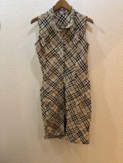 バーバリーブルーレーベル　チェック柄ノースリーブワンピース