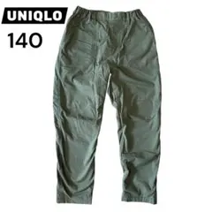 UNIQLO KIDS 140 裏フリースパンツ カーキ 防寒 ウエストゴム