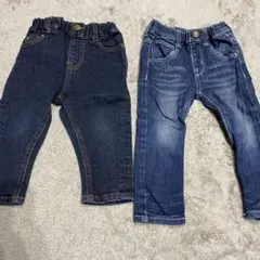 ダークブルー・ライトブルー パンツ 2点セット デニム 90cm 長ズボン