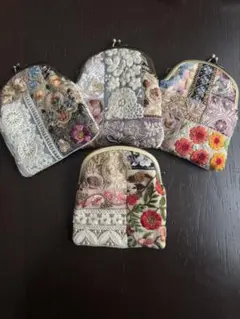 がま口ポーチ インド刺繍ポーチ