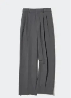ユニクロ タックワイドパンツ グレー