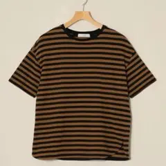 ボーダー柄 半袖Tシャツ ブラウン×ブラックのサムネイル