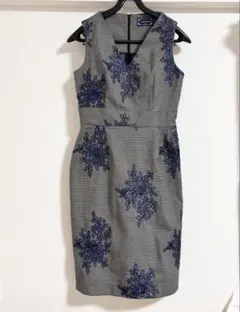 イタリア製　チェック 花柄 ジャンスカ ワンピース グレー