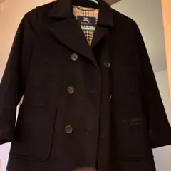 男の子　110 BURBERRY ダブルブレストウールコート 黒