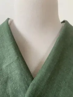 半襟　4414 綿麻　リネン カジュアル　鶯色　着物　浴衣