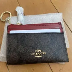 COACH コインケース SIG MN ID SKY 2 黒/赤　新品