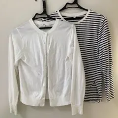 UNIQLO S 白カーディガン ストライプボーダー長袖Tシャツ テチチセポ好き