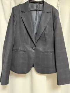 ネイビー チェック パンツスーツ　シングルボタン　洋服の青山のサムネイル
