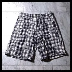 ラルフローレン マドラスチェック パッチワーク ショーツ ネイビー 白 単色