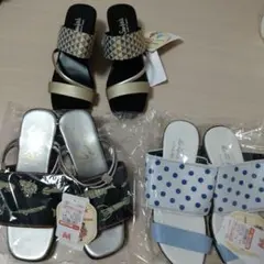 しまむら 　さんかく　受注生産　サンダル Mサイズ 3足セットのサムネイル