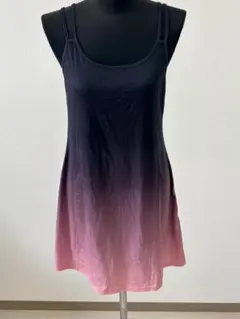 グラデーション キャミワンピース Mサイズ ブラック×ピンク 夏 ワンピ