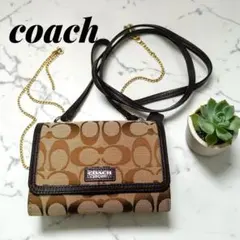 【美品】COACH コーチ ショルダーウォレット シグネチャー 斜めがけ 希少