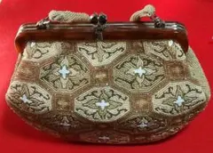 昭和レトロ 極美品 総ビーズ和装ハンドバック 未使用同様 縦18cm横24cm