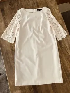 【美品】UNTITLED ピンクレース袖ドレス　Sサイズ