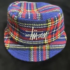 STUSSY バケットハット 赤青 チェック