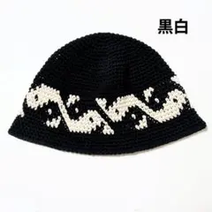 クラッシャーハット クロシェハット ニット帽 帽子 古着 グランジ 韓国 勾玉