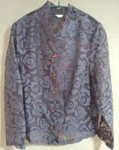 美品 シアーギャザー薄手ブルゾン 天然シェルボタン オーバー 80s 90s 