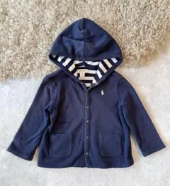 ラルフローレン リバーシブルパーカー ベビー80 ネイビー フード付き ボーダー