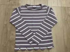 devirock 長袖カットソー パープル ボーダー リボン付き