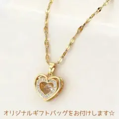 【新品】ダンシングストーン ジルコニア ハート ゴールド ネックレス L017