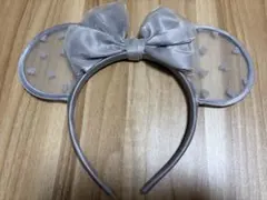 ミニーマウス風グレー耳付きカチューシャ