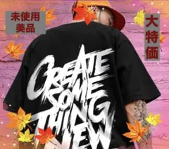 未使用 美品 一点物 Tシャツ ストリートビックロゴ 大きめ　バックプリント 黒