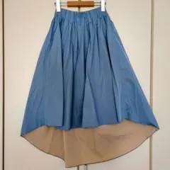 ロングスカート フレア アシンメトリー 大きいサイズ【L】ウエストゴム 美脚