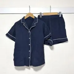 GU ワッフルパジャマ セット 半袖 開襟シャツ ショートパンツ ルームウェアのサムネイル