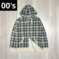 00s OLD UNIQLO check zip-up hoodie y2k