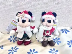 《タグ付き新品》ミッキー & ミニー クリスマス ぬいぐるみバッジ2025