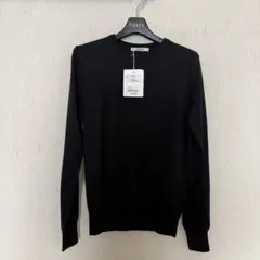 新品未使用スローン 30Gメリノウール天竺スーパーハイゲージクルーネック黒　1